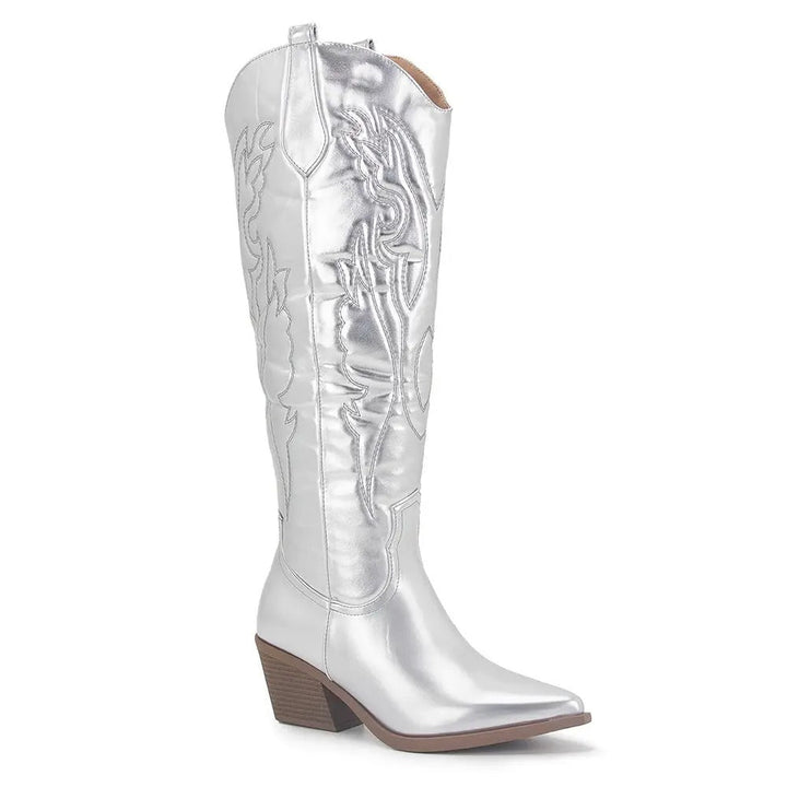 Women's cowboy boots knee-high - vegan leather - western look