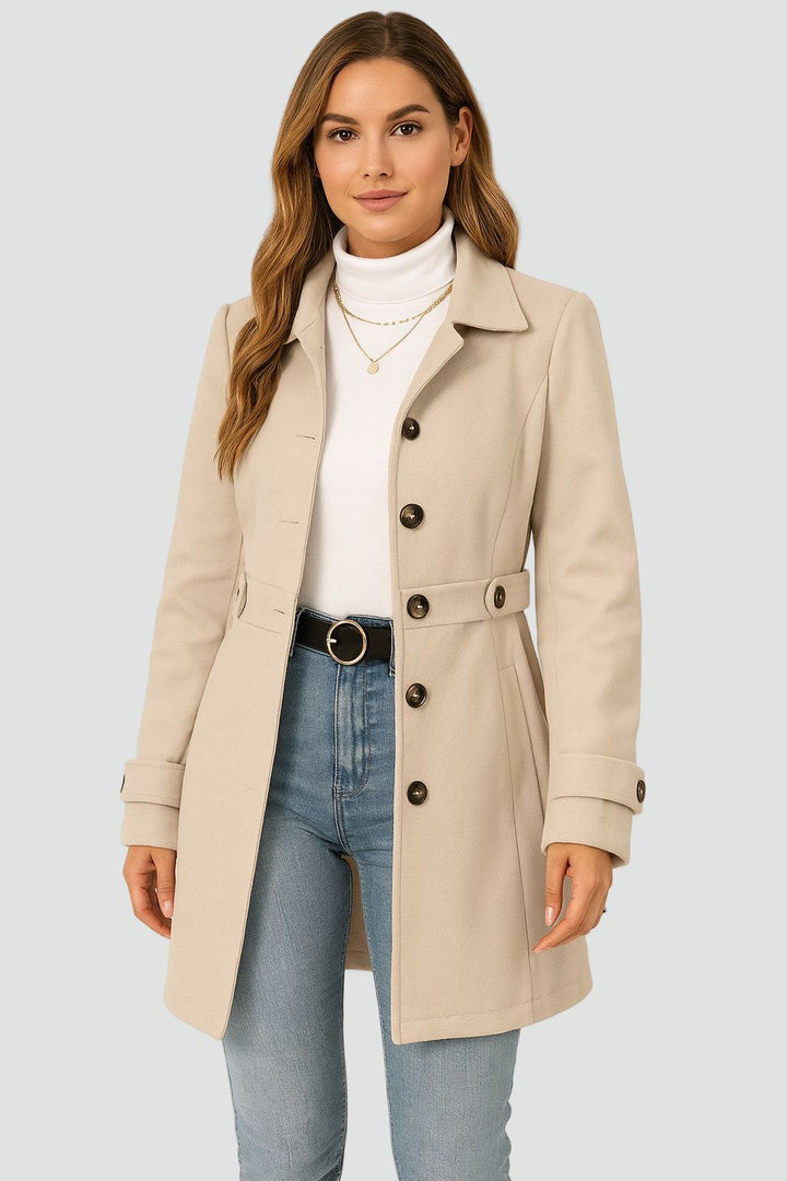 Herbst Damen Trenchcoat Gürtel Tailliert Tussenseizoen