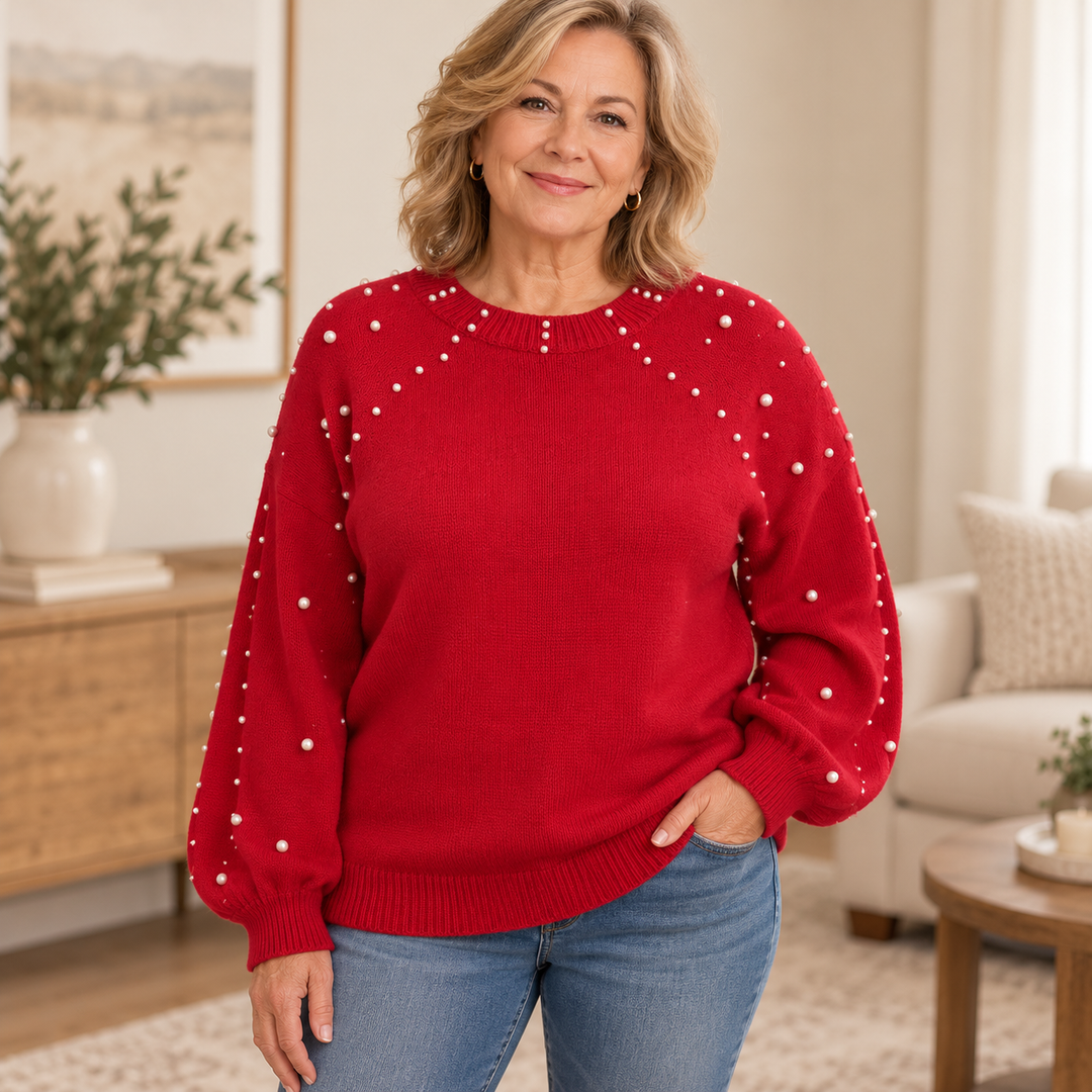 Pearla - Pull-over avec décoration en perles sur les manches