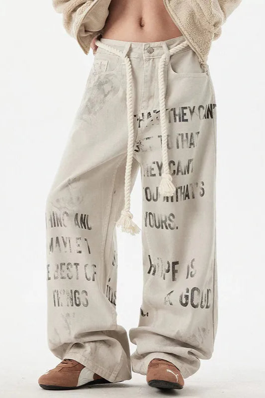 Women's Apricot Graffiti Straight Jeans – Streetwear Pants
