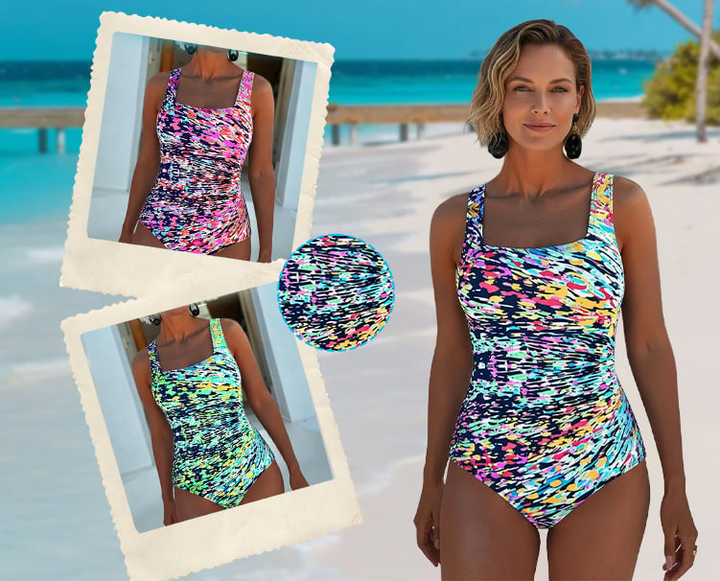 Women's Multicolor Graphic One-Piece Swimsuit – Stylish Beachwear