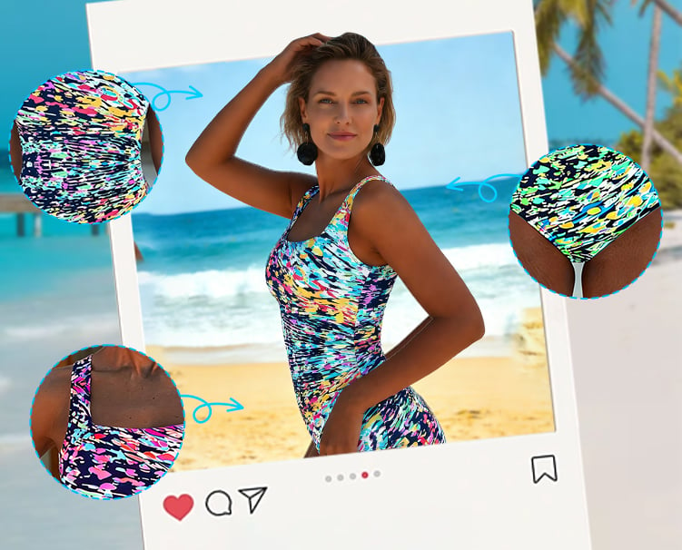 Women's Multicolor Graphic One-Piece Swimsuit – Stylish Beachwear