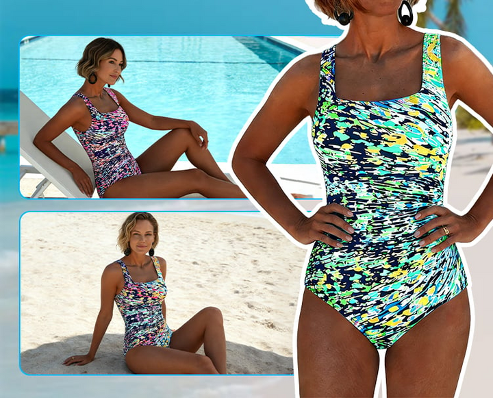 Women's Multicolor Graphic One-Piece Swimsuit – Stylish Beachwear