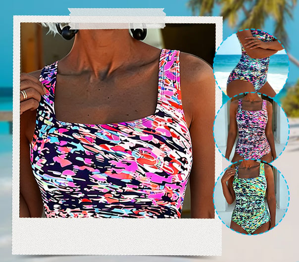Women's Multicolor Graphic One-Piece Swimsuit – Stylish Beachwear