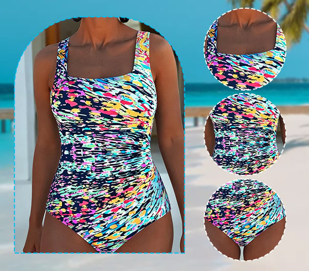 Women's Multicolor Graphic One-Piece Swimsuit – Stylish Beachwear