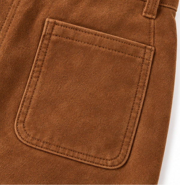 Damen Weite Hose Wildleder Look Mit Fransen