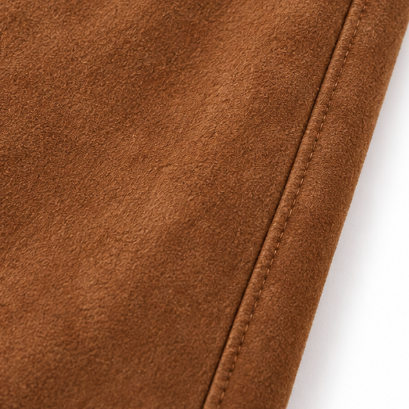 Damen Weite Hose Wildleder Look Mit Fransen