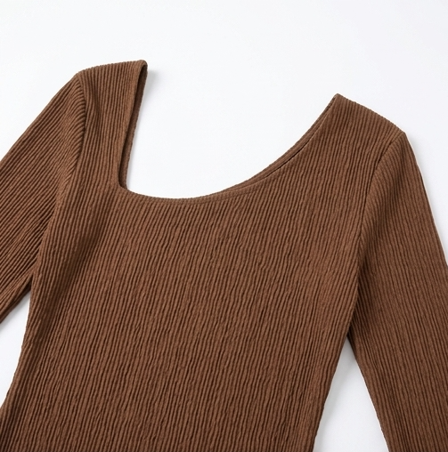 Damen Strickkleid Gerippt Mit Asymmetrischem Ring