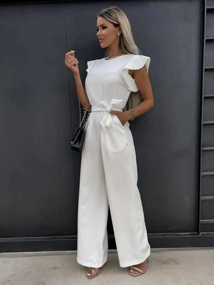 Women's Jumpsuit – Stretch Material – Elegant Cut – Long Sleeves