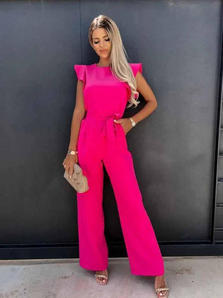 Women's Jumpsuit – Stretch Material – Elegant Cut – Long Sleeves