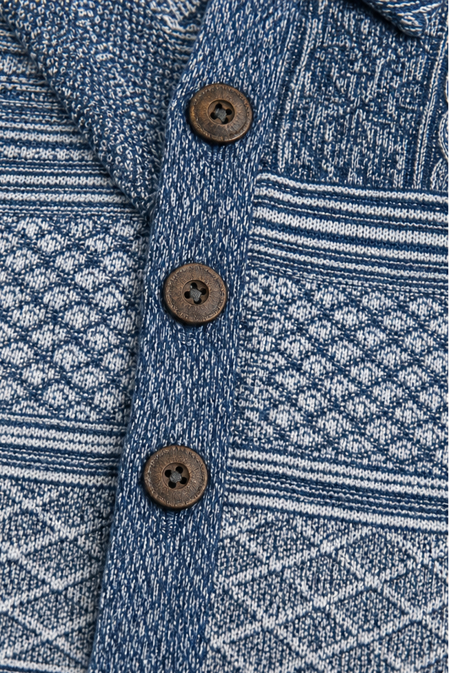 Damen Bluse Mit Denim Patchwork Und Strick