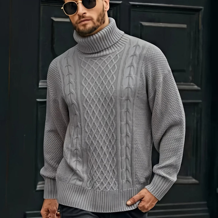 Ambrose | Herren Pullover Zopfmuster mit Rollkragen