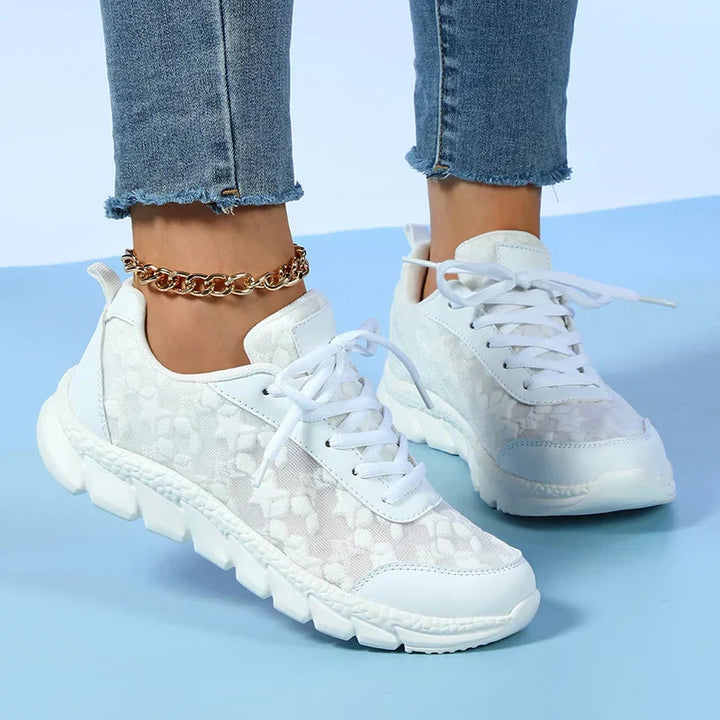 Women's White Mesh Orthopedic Sneakers – Arch Support Comfort Shoes