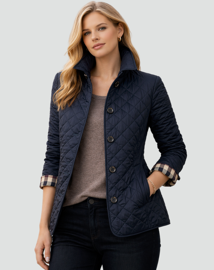 Damen Übergangsjacke Regular Fit Doorgestikt mit Kragen und Knöpfe