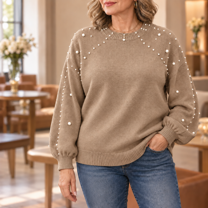 Pearla - Pull-over avec décoration en perles sur les manches