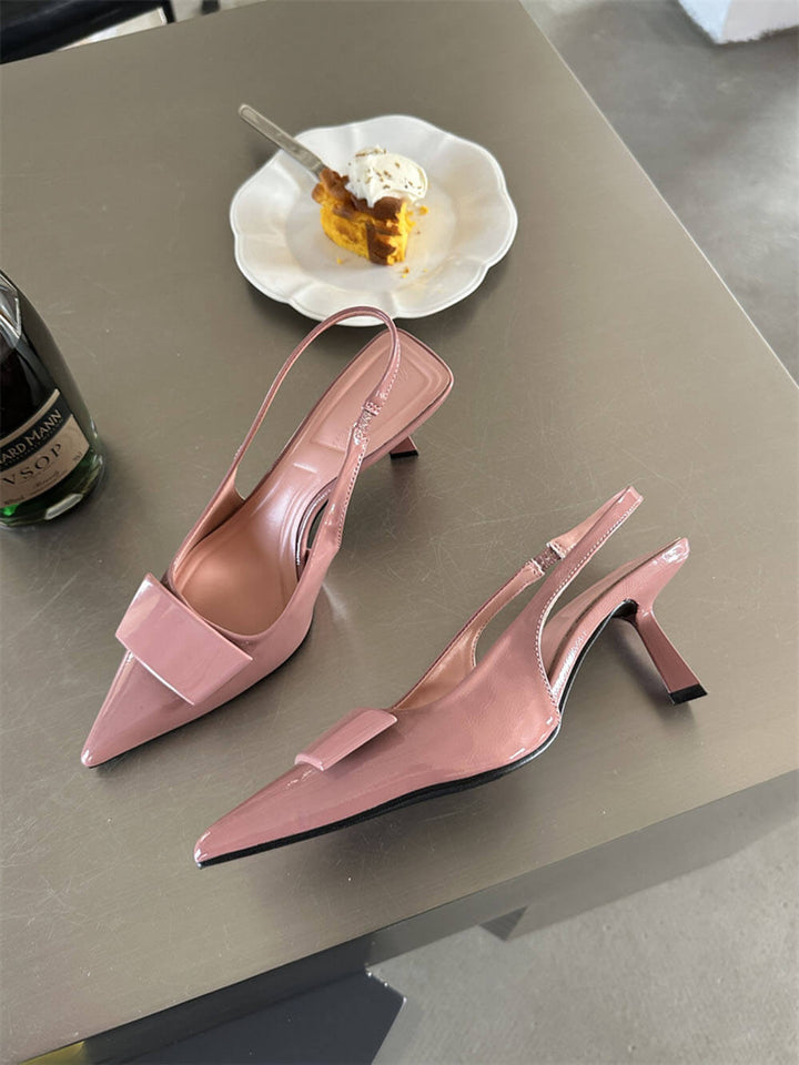 Women's Sandals with Square Buckle Pointed Stiletto Mid-Heel – Elegant Heels