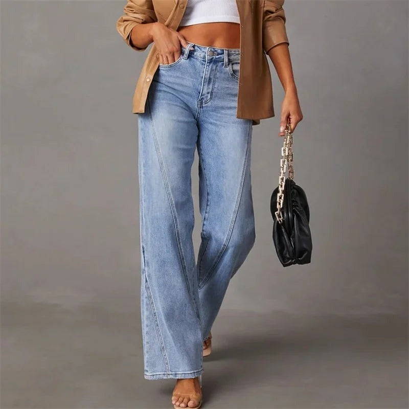 Damen-Jeans mit Weitem Bein aus Denim – Bequeme Passform