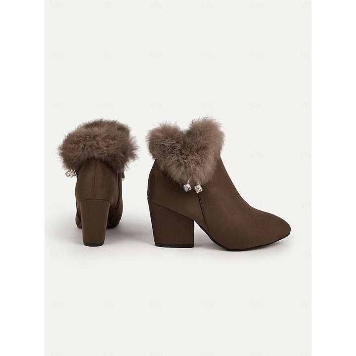 Claire | Fur-Trimmed Block Heel Ankle Stiefel