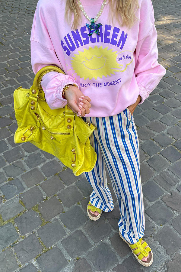 Women's Oversized Pink Pullover Sweatshirt – Loose Long Sleeve Casual