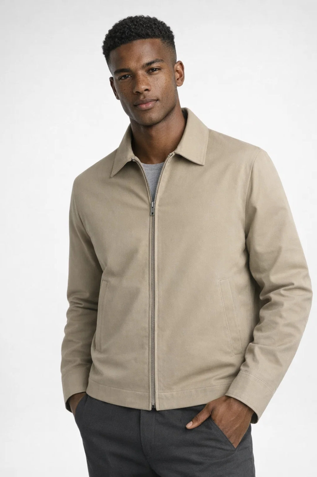 Übergangsjacke Herren Slim Fit Reißverschluss Klassische Kragen Smart Casual zomer