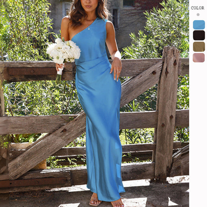 Summer Evening Dress Women – Long One-Shoulder Dress for Wedding & Events