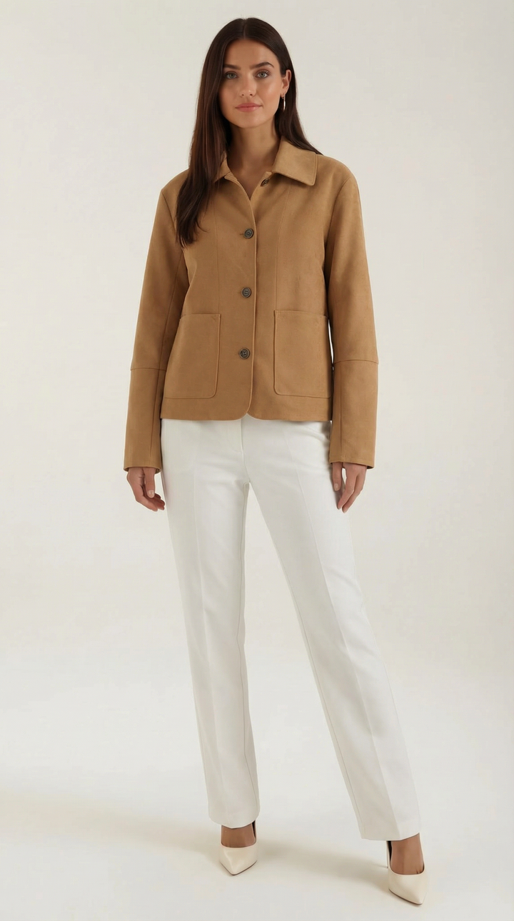 Damen Kurze Jacke mit Knopfleiste Für Casual Tage