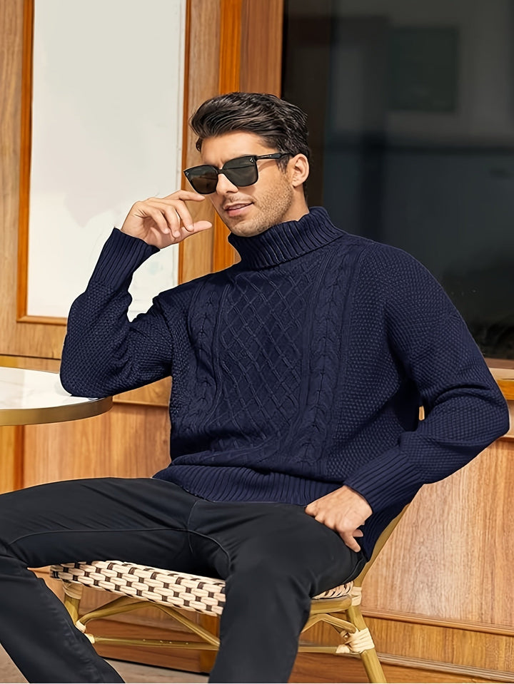 Ambrose | Herren Pullover Zopfmuster mit Rollkragen