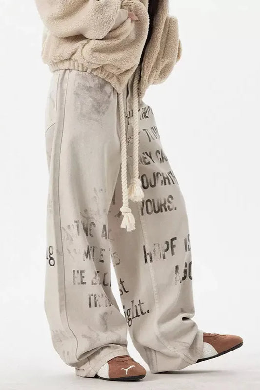 Women's Apricot Graffiti Straight Jeans – Streetwear Pants
