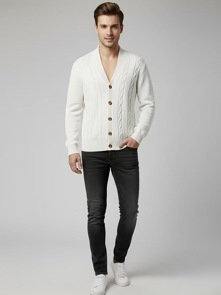 Trevor | Herren Zopfstrick-Cardigan mit Knöpfen