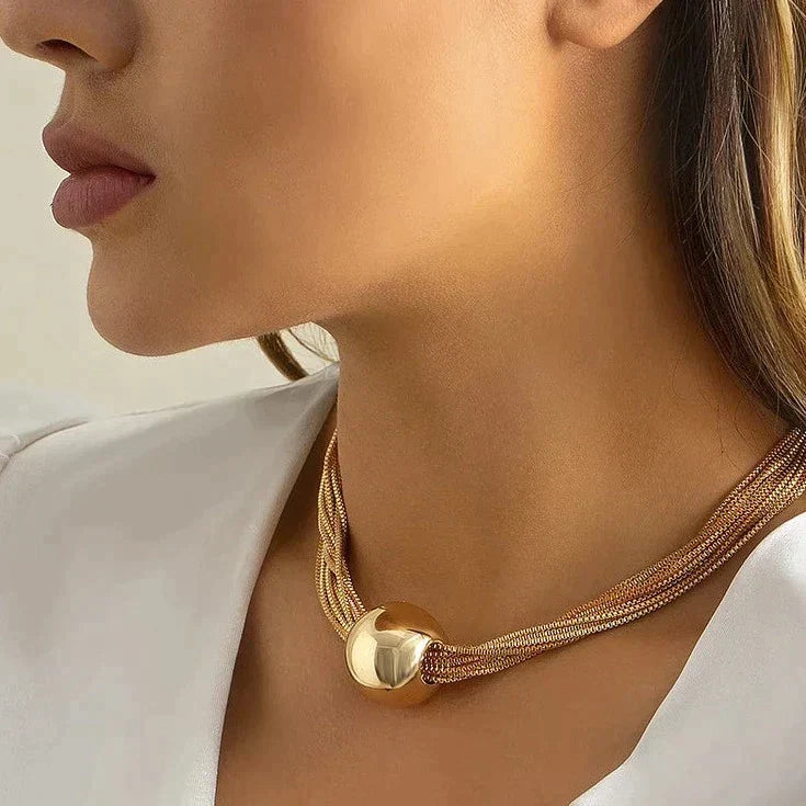 Adjustable Stainless Steel Necklace with Shiny Ball – Elegant