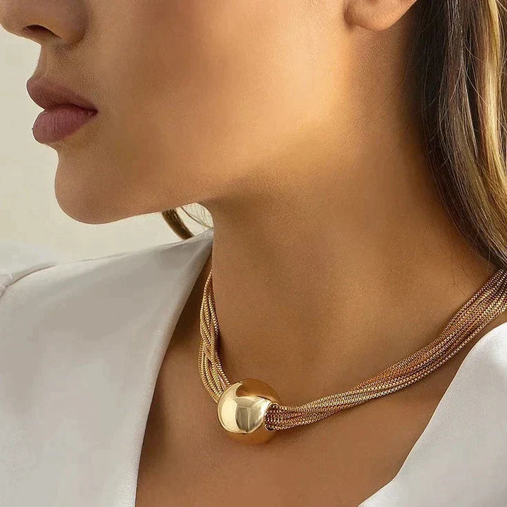 Adjustable Stainless Steel Necklace with Shiny Ball – Elegant