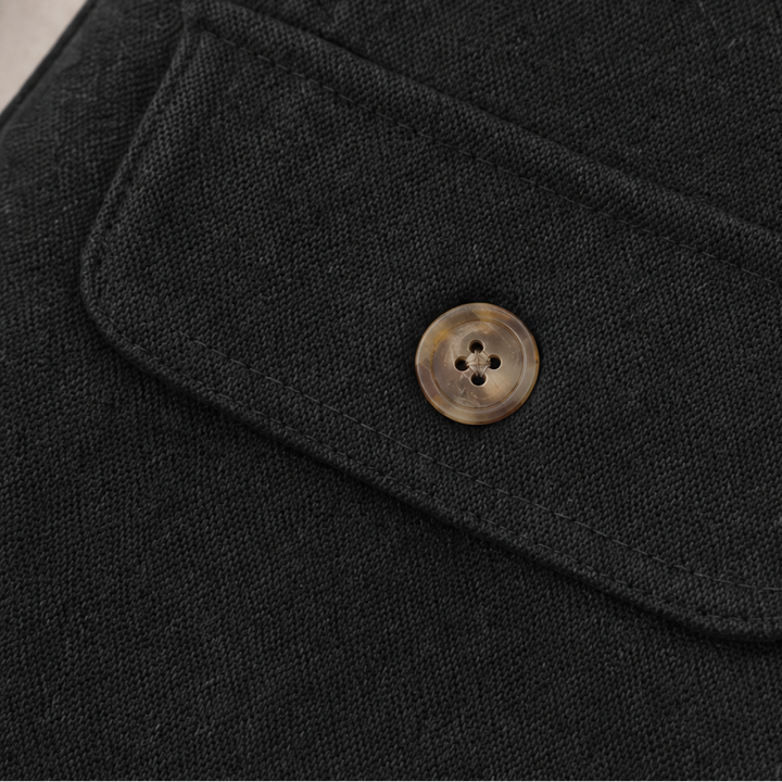 Damen Hose Hohe Taille Weites Bein Mit Knöpfen