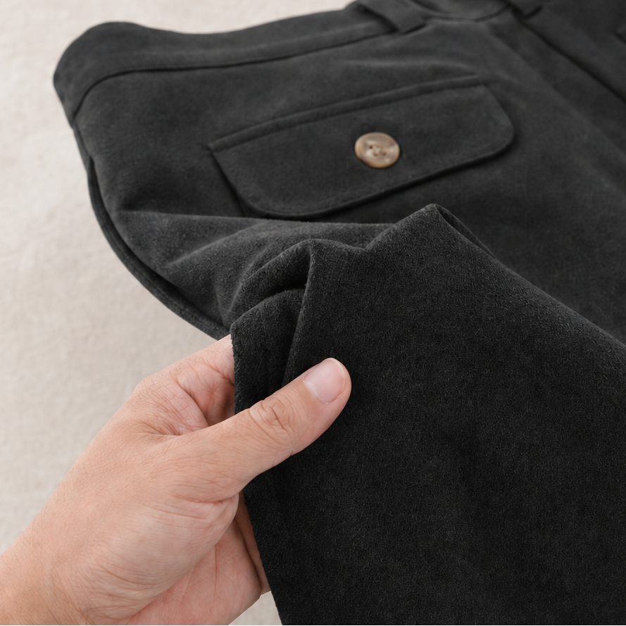 Damen Hose Hohe Taille Weites Bein Mit Knöpfen