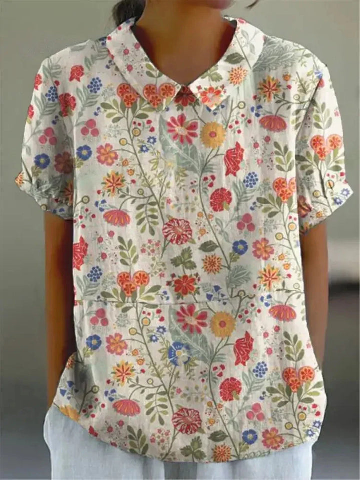 Blusa vintage de mujer con estampado de flores – Casual y elegante