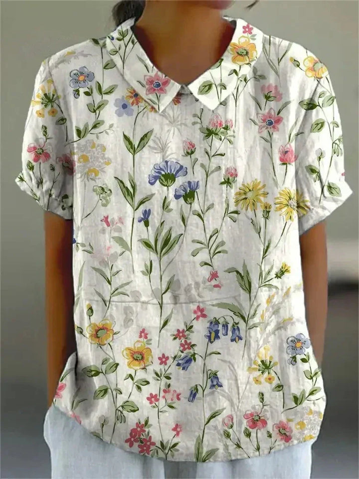 Blusa vintage de mujer con estampado de flores – Casual y elegante