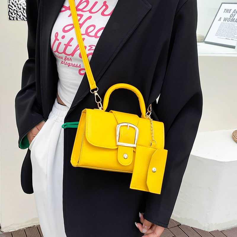 Elegante Damenhandtasche mit Schnalle – Vegan Leder Schultertasche