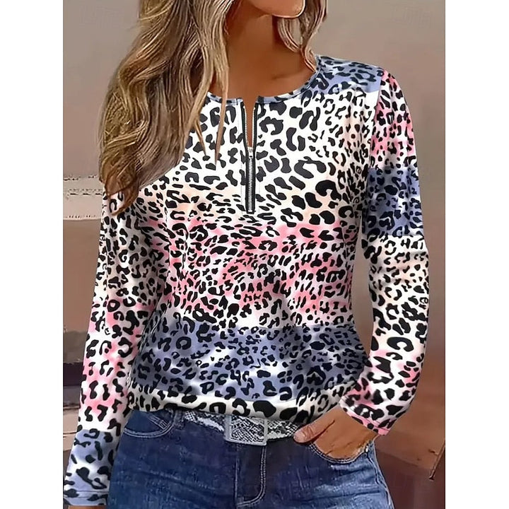 Rachel | Floral Quarter-Zip Langarm Oberteil