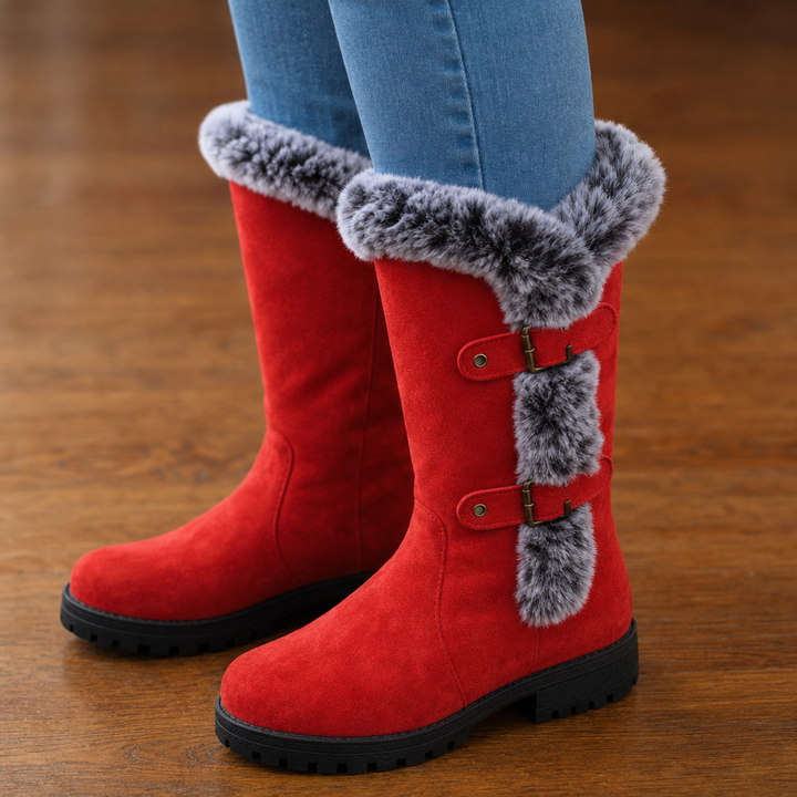 Frostella | Winterstiefel aus Veloursleder mit Fellbesatz