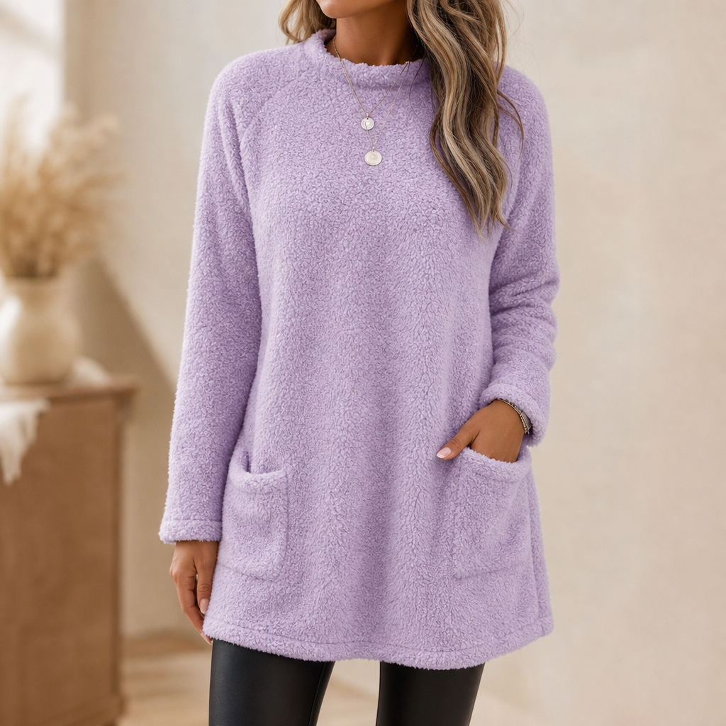 Damen Longsleeve Tunika Mit Fleece Innenfutter