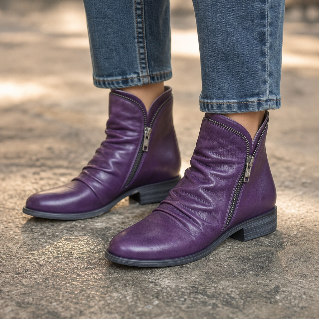 Damen Ankle Boots schmal mit seitlichem Reißverschluss