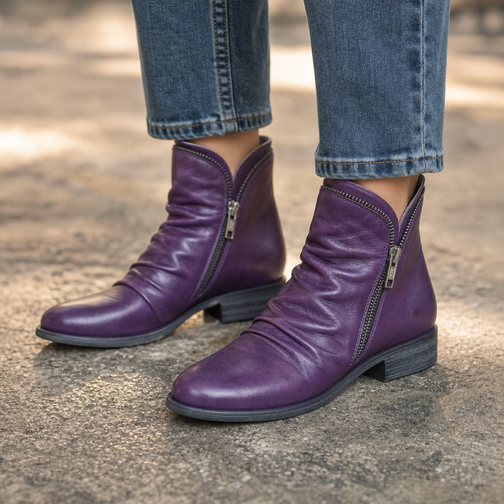 Damen Ankle Boots schmal mit seitlichem Reißverschluss