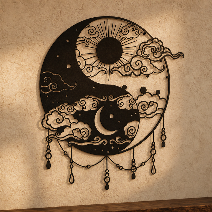 Solstice Balance | Metall-Wanddekoration mit Sonne und Mond