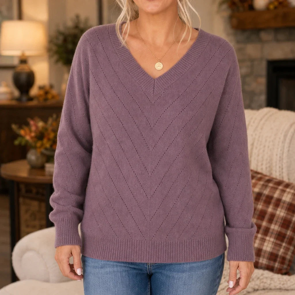 Fine-knit viscose sweater with openwork pattern