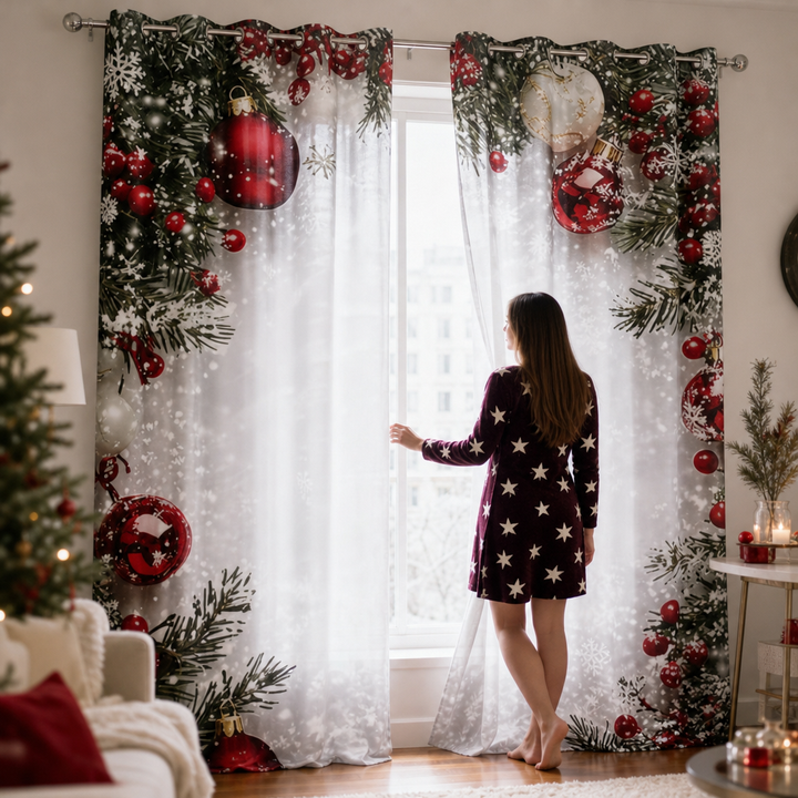 Yuletide Glow | Weihnachts-Vorhänge mit Semi-Transparenz