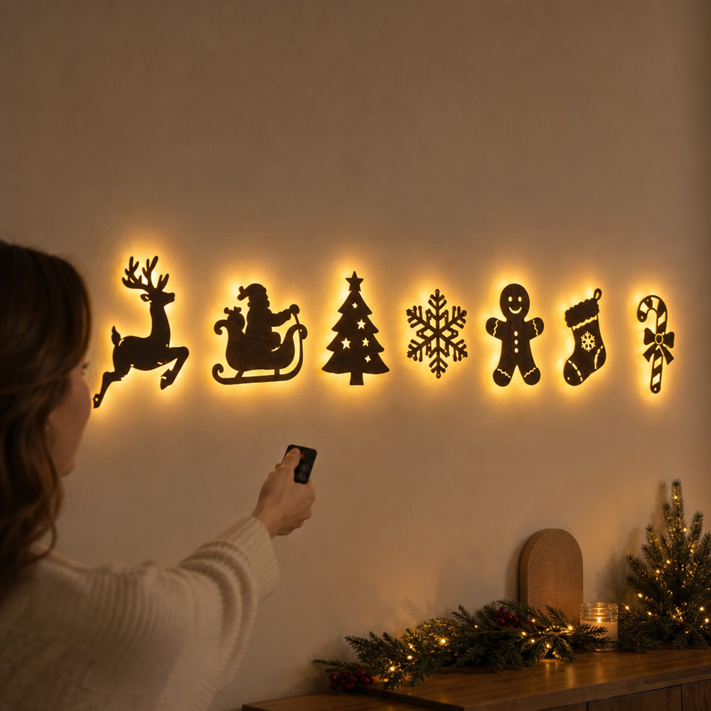 LED Rentier Wanddeko Warmweiß
