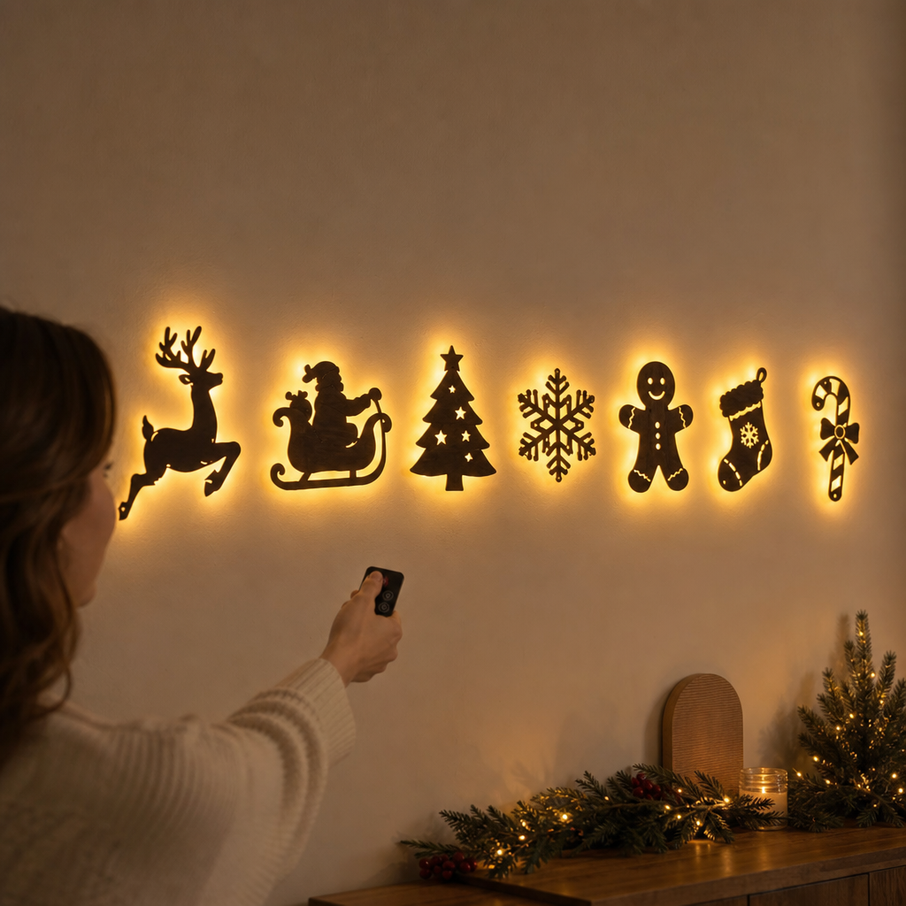 LED Rentier Wanddeko Warmweiß