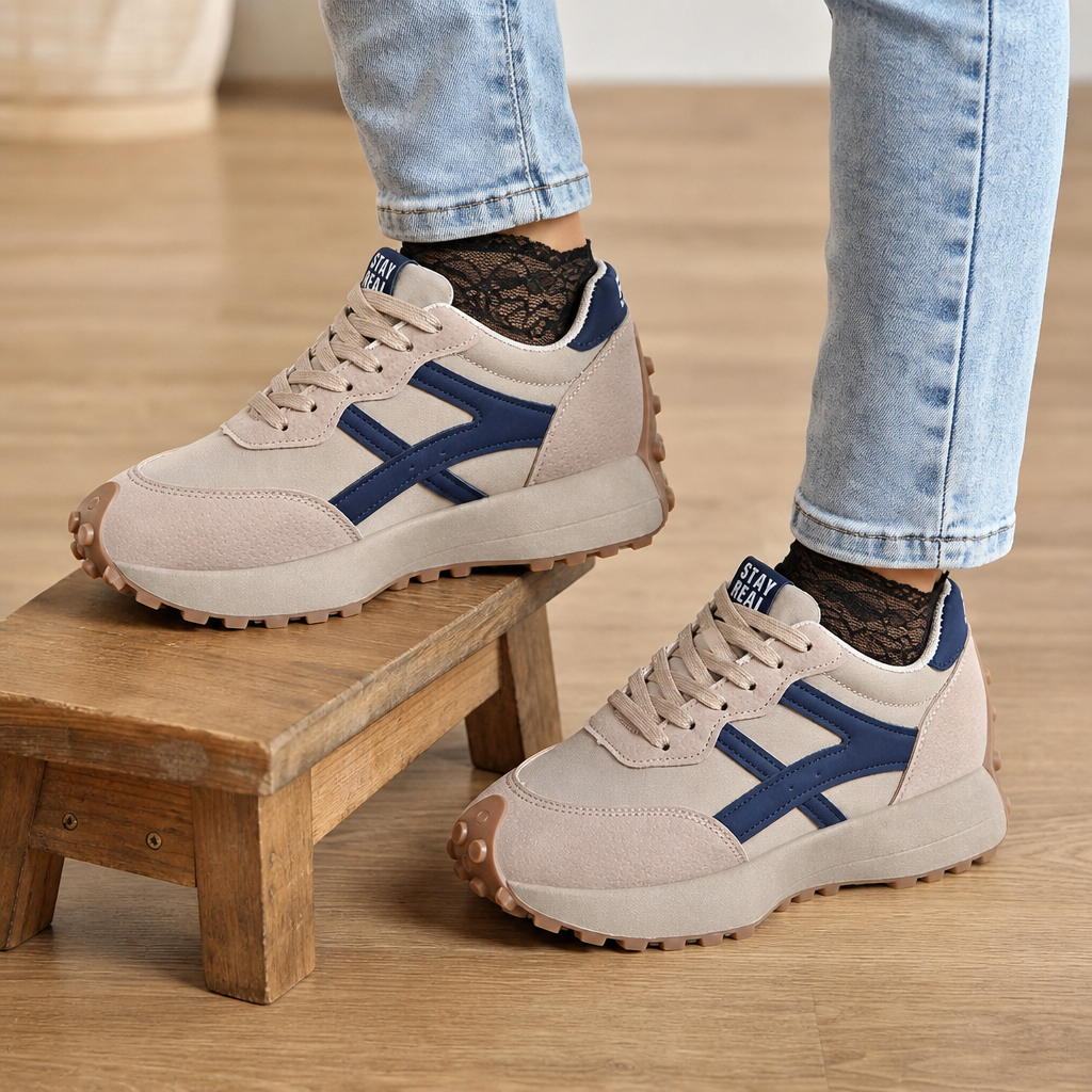 Damen Plateau Sneakers Rutschfest