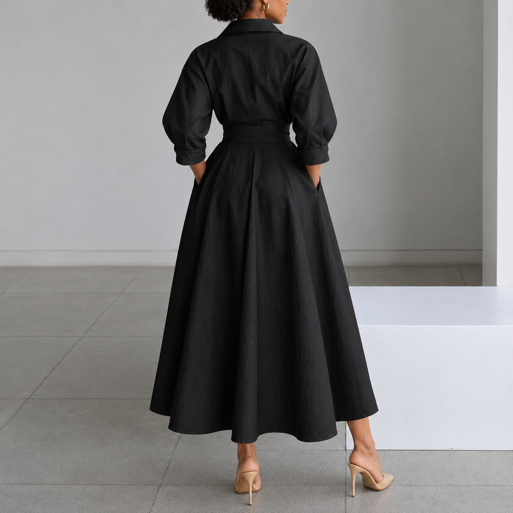 Everly | Midikleid mit Gürtel und Kragen