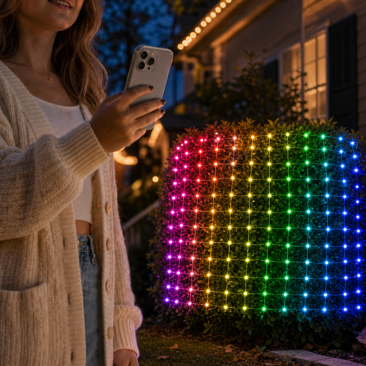 GlowGrid Faltbares RGBIC Lichternetz mit App-Steuerung