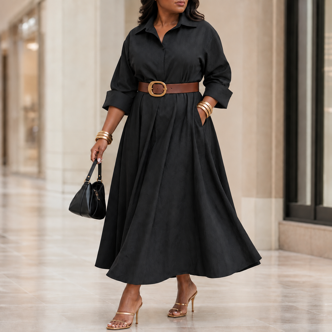 Everly | Midikleid mit Gürtel und Kragen